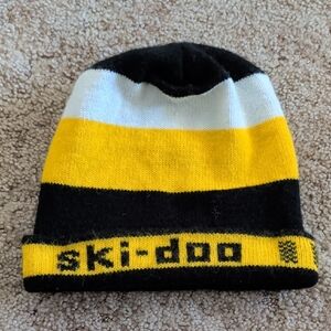 Vintage Ski-Doo Black, Yellow & White Knit Beanie
